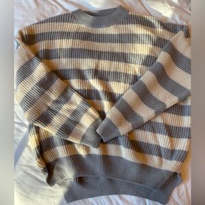 Striped Gray and Cream Sweater